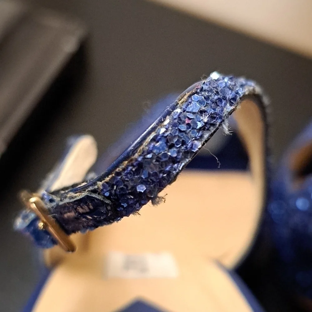 Jimmy Choo Open Toe Glitter Shoes 12cm lift Size 36.5 - Picture 12 of 12